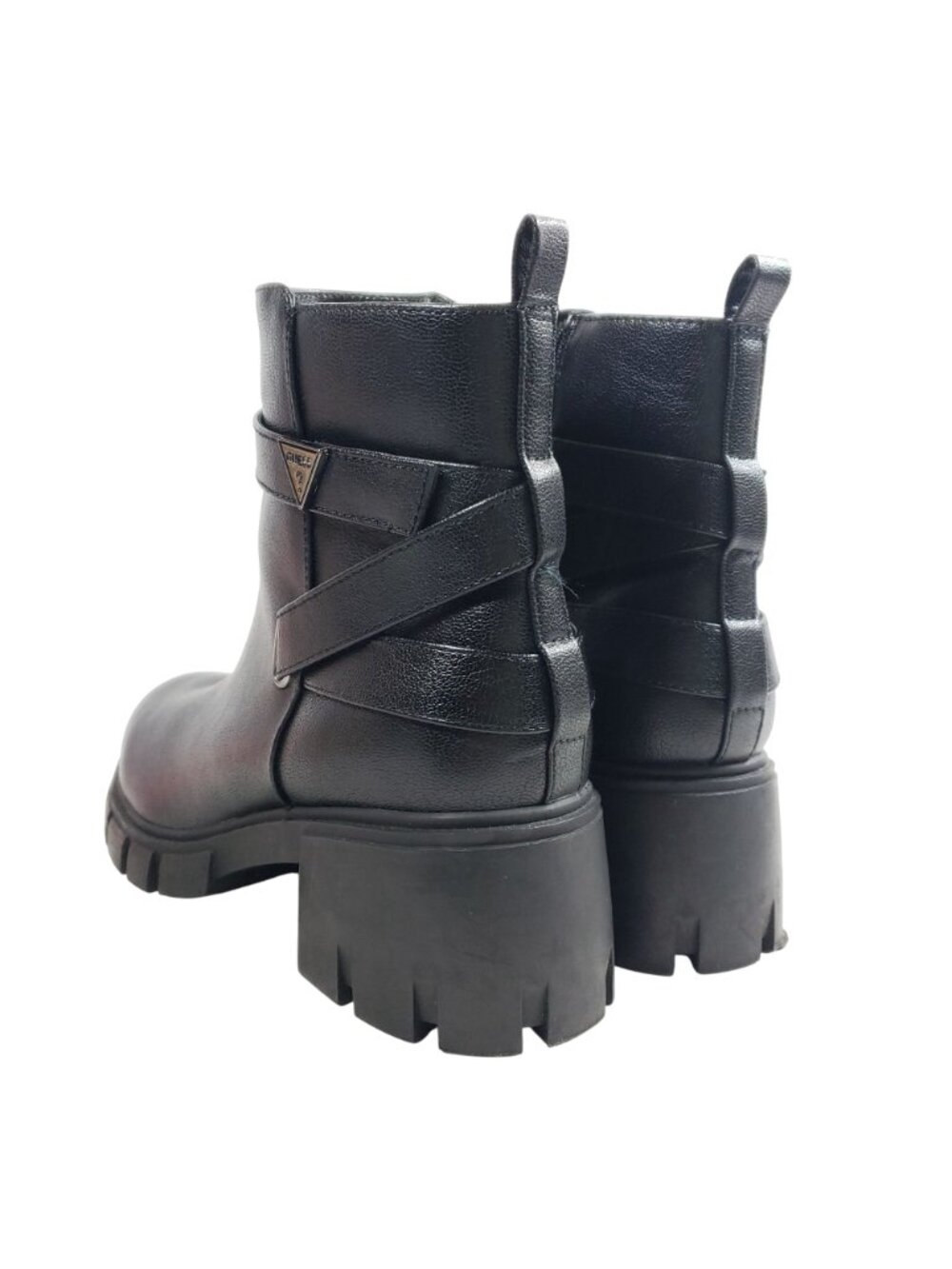 Guess Womens Black Chunky Heel Ankle Boots 10 All Man-Made Materials Rugged Sole - Picture 4 of 11